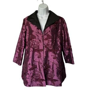 Grace Chuang Evening Jacket Plum Floral Designer Excellent Size M